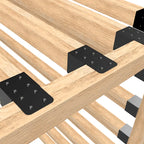 Wooden slats with black corner brackets 