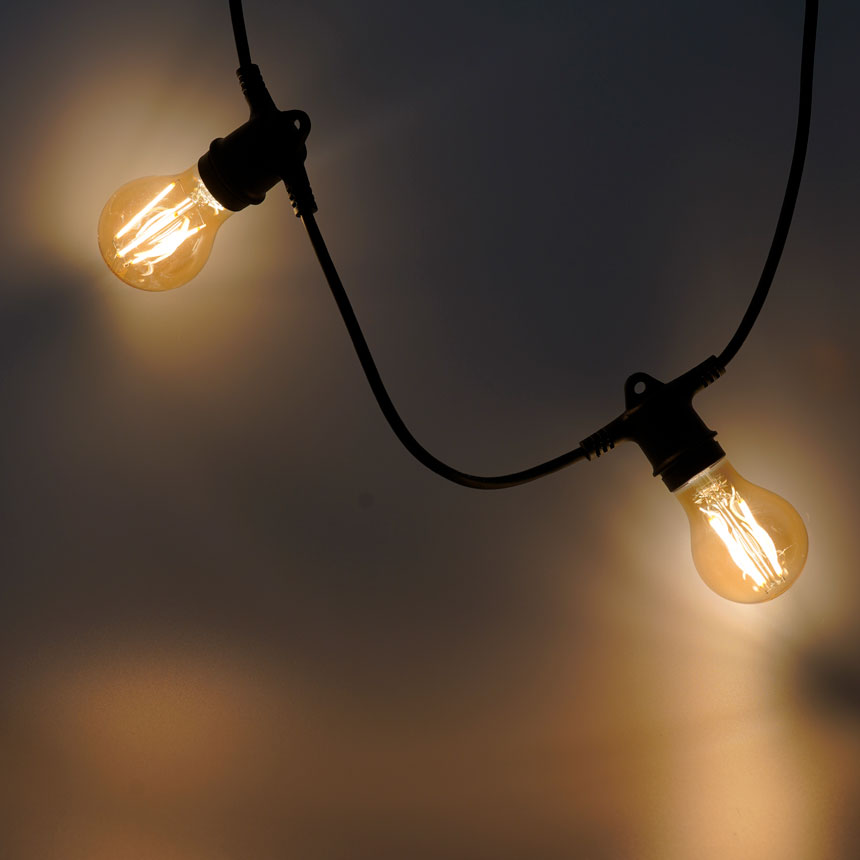 Ghirlandă Lightex 15×E27, 5 m, IP44