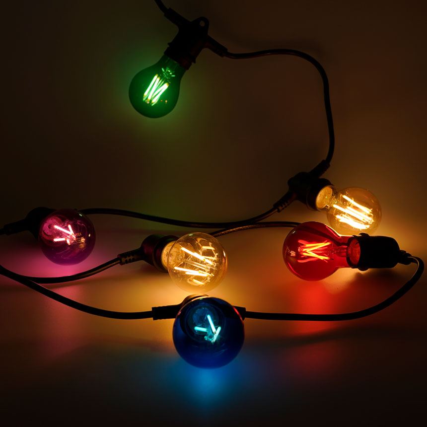 Ghirlandă Lightex 15×E27, 5 m, IP44