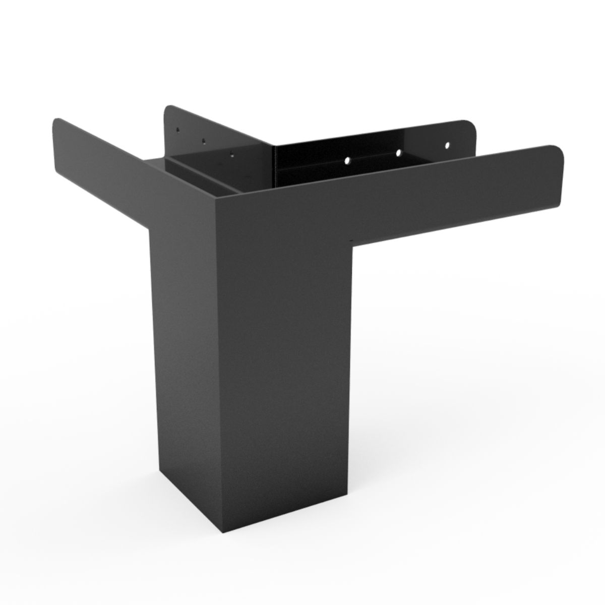 Black metal bracket on a white background