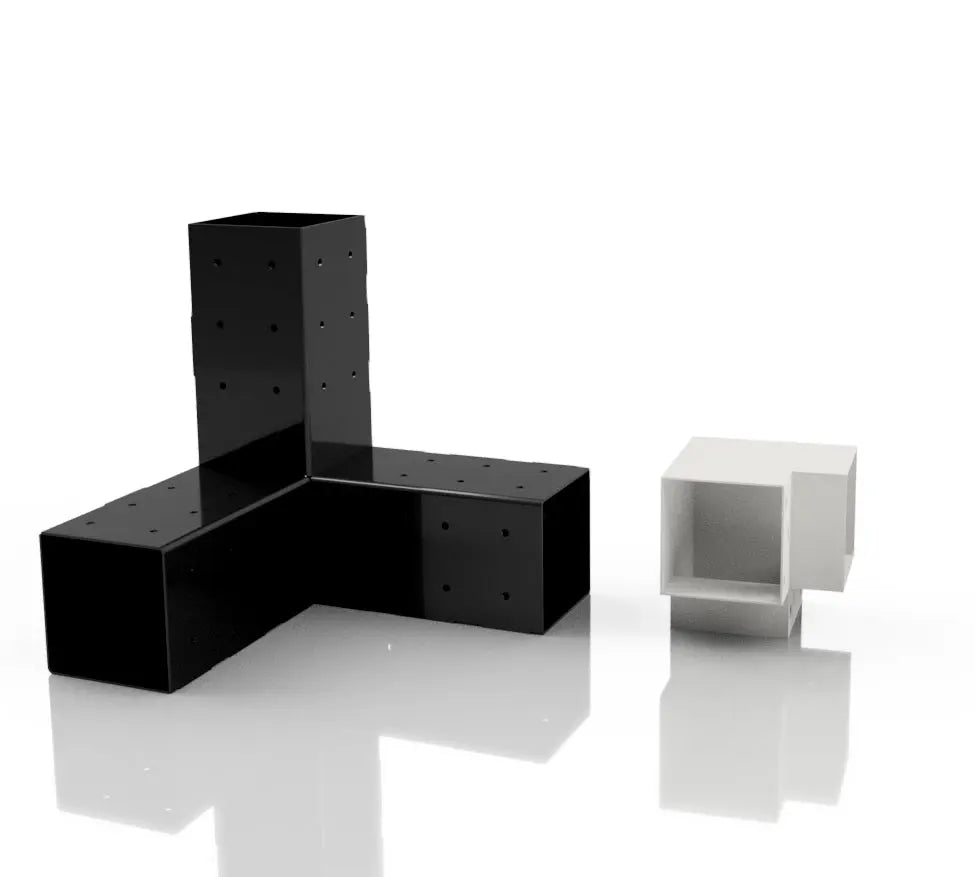 Conector de colț / Placă cu 3 brațe pentru grindă de 10 cm x 10 cm