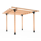 Wooden pergola structure on a white background