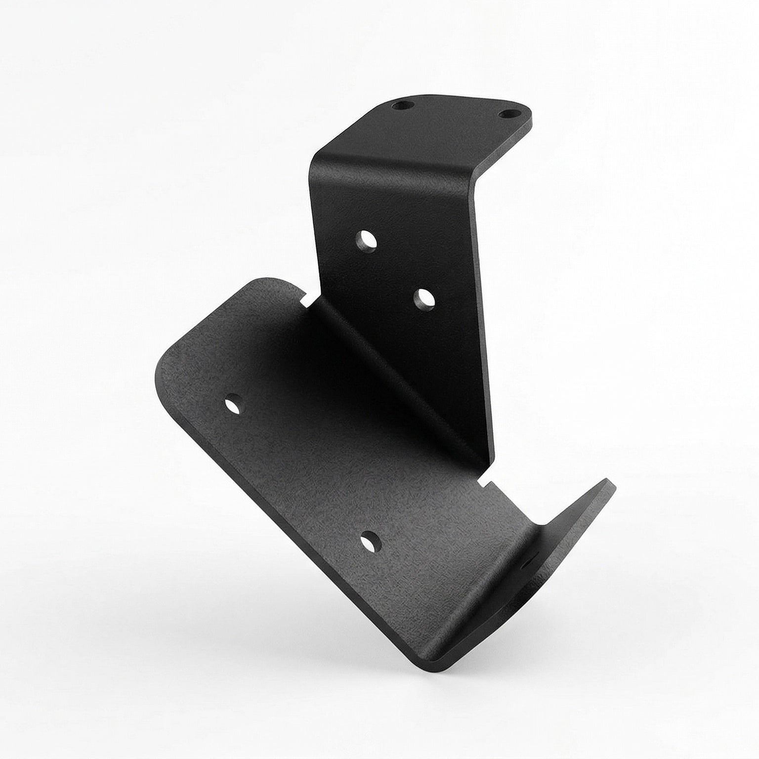 Black metal bracket on a white background