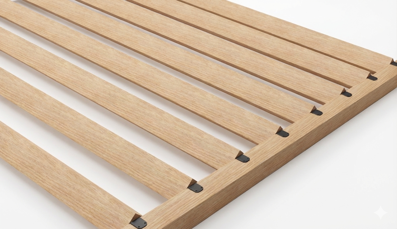 Wooden slatted mat on a white background