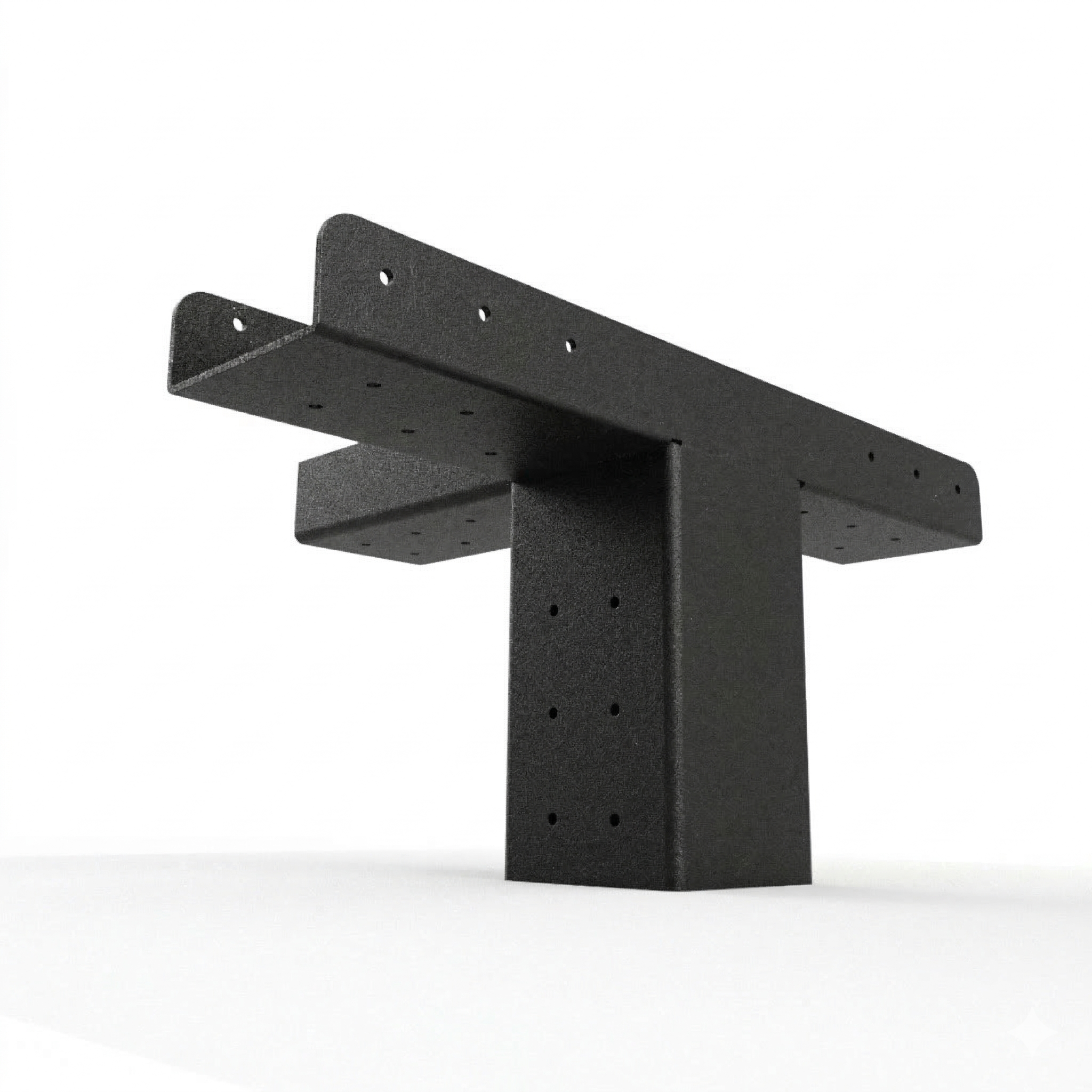 Black metal bracket on a white background