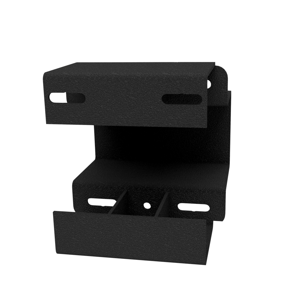 Black metal bracket on a white background